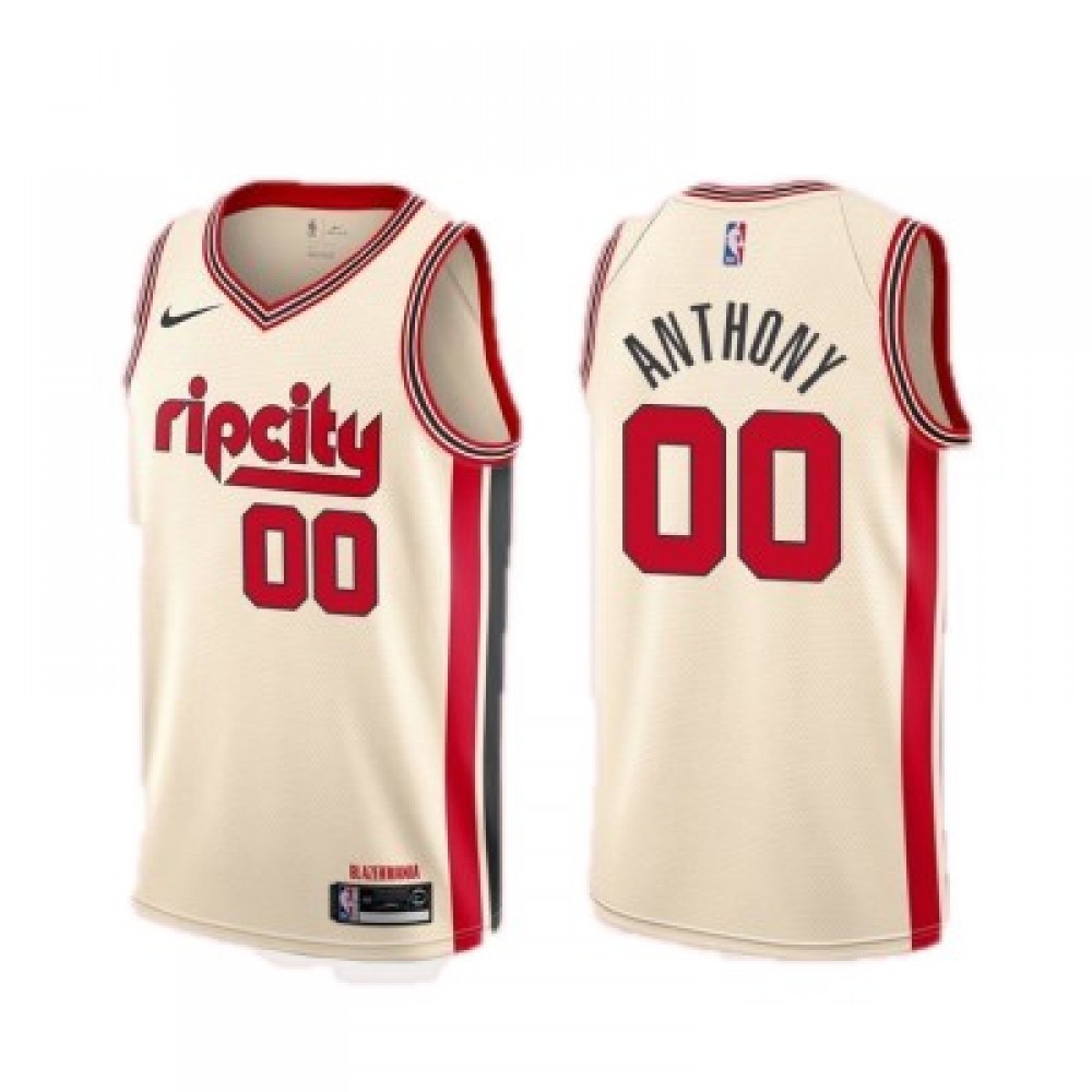 Men's Portland Trail Blazers Carmelo Anthony Cream 19/20 Swingman Jersey - City Edition-Pro Kit Vault | Brand New 26/27 Sports Jerseys